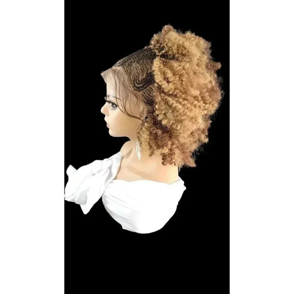 Braided wigs 100% handmade, short afro wig, stunning, colored Wig Mixt NWT short - Picture 10 of 15